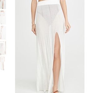 Devon Windsor Isabelle Knit Maxi Slit Skirt in Ivory: Medium